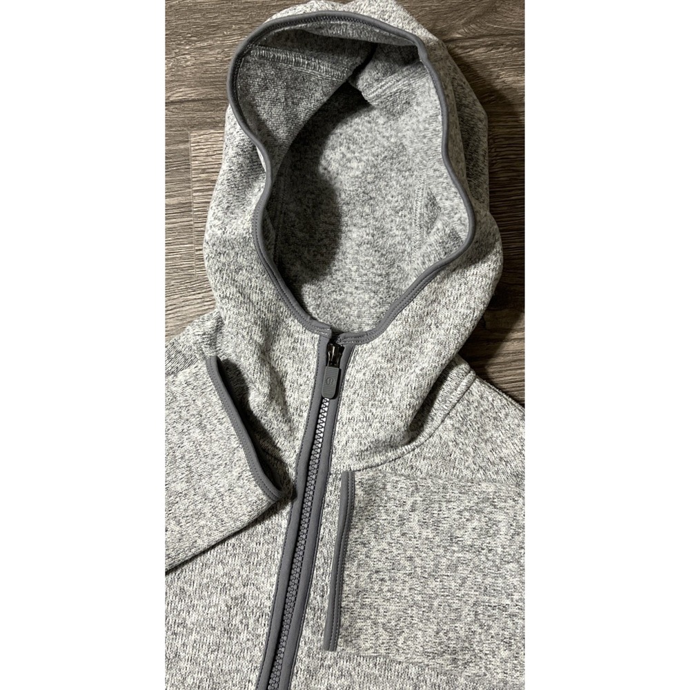Lululemon Fleece & Thank You Hooded Pullover SZ 8 Heathered White Battleship